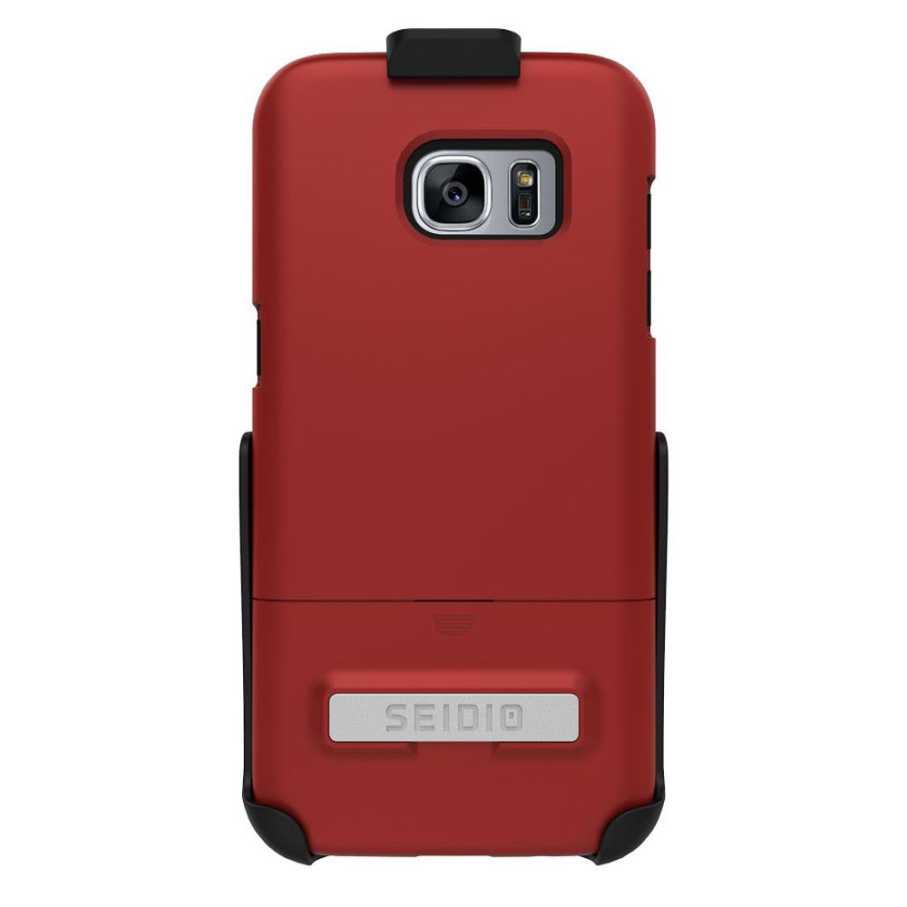 Seidio Samsung Galaxy S7 Edge SURFACE Combo with Kickstand - Dark Red - Black