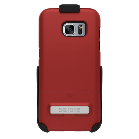 Seidio Samsung Galaxy S7 Edge SURFACE Combo with Kickstand - Dark Red - Black